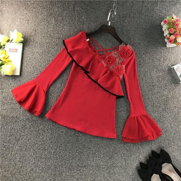 women 2021 autumn winter flared sleeves v-neck blouse female fashion solid sweet shirt ladies ruffle slim elegant blusa e312 women's bl, White
women 2021 autumn winter flared sleeves v-neck blouse female fashion solid sweet shirt ladies ruffle slim elegant blusa e312 women's bl, White