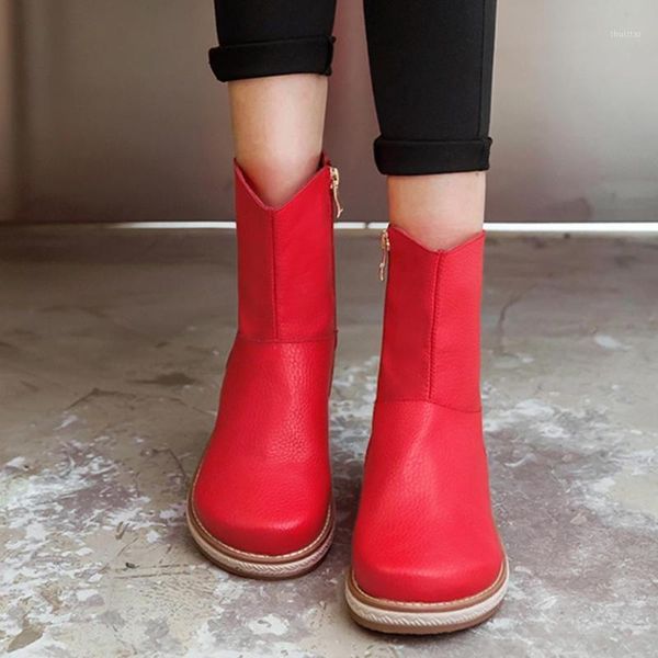 boots red leather autumn and winter women's slip on shoes solid color round head zipper flat short booties plus size 431, Black
boots red leather autumn and winter women's slip on shoes solid color round head zipper flat short booties plus size 431, Black