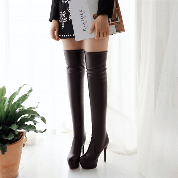 autumn and winter knee high boots women's elastic show thin large size nightcb super heel martin, Black
autumn and winter knee high boots women's elastic show thin large size nightcb super heel martin, Black