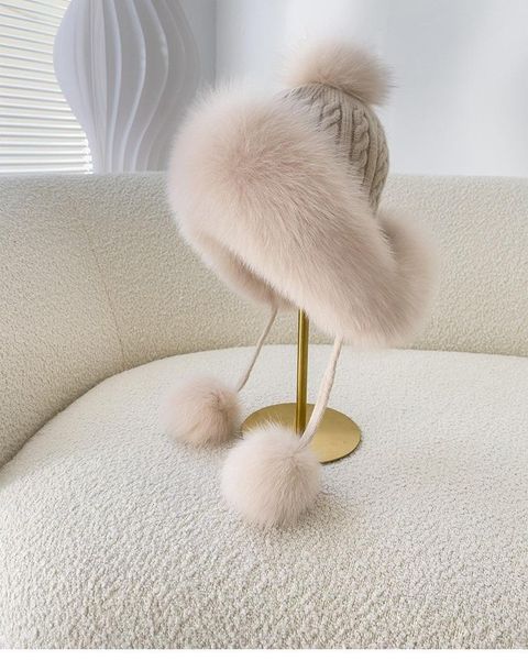 berets women's hat 2021 women 100% pompom real genuine knitted winter hats beanies earmuff trapper earflap cap, Blue;gray
berets women's hat 2021 women 100% pompom real genuine knitted winter hats beanies earmuff trapper earflap cap, Blue;gray