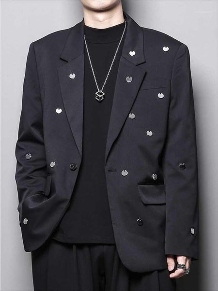 men's suits & blazers leisure suit coat spring and autumn black lapel multi-button decentralized decorative personality fashion, White;black
men's suits & blazers leisure suit coat spring and autumn black lapel multi-button decentralized decorative personality fashion, White;black