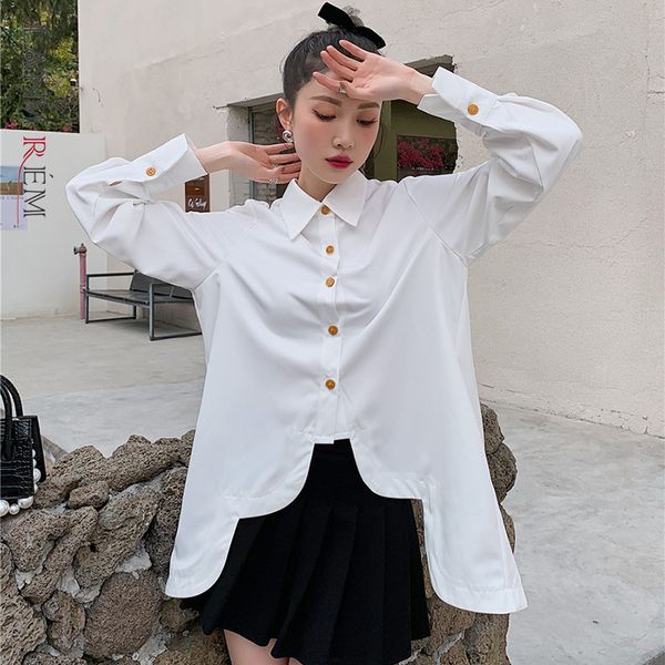 women white asymmetry blouse lapel long sleeve loose fit lady shirt fashion tide spring summer arrivals 2e1994 210507
women white asymmetry blouse lapel long sleeve loose fit lady shirt fashion tide spring summer arrivals 2e1994 210507