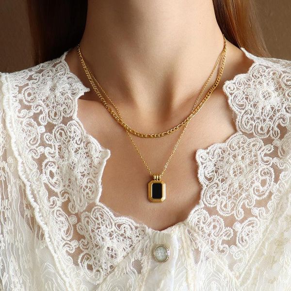 chains french niche black shells double layer collarbone necklace charming women's choker chain pendant female year jewelry gifts, Silver