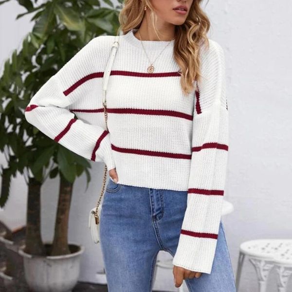 women's sweaters autumn winter women white o neck sweater casual long sleeve knitted jumper 2021 elegant striped print pullover, White;black
women's sweaters autumn winter women white o neck sweater casual long sleeve knitted jumper 2021 elegant striped print pullover, White;black