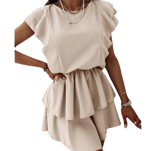 casual dresses autumn summer women's dress fashion loose ruffled short-sleeved double-layer elegant solid color vintage, Black;gray
casual dresses autumn summer women's dress fashion loose ruffled short-sleeved double-layer elegant solid color vintage, Black;gray