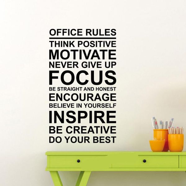 wall stickers work motivation quote sign office rules poster decal think positive focus teamwork sticker art business decor
wall stickers work motivation quote sign office rules poster decal think positive focus teamwork sticker art business decor