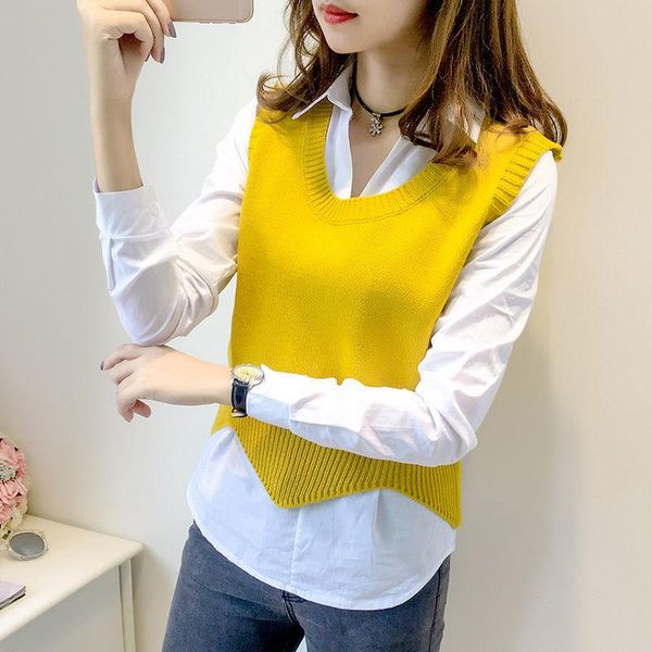 spring and autumn solid color v-neck short edge sleeveless knitted bottoming sweater vest pullover white shirt women's t-shirt
spring and autumn solid color v-neck short edge sleeveless knitted bottoming sweater vest pullover white shirt women's t-shirt