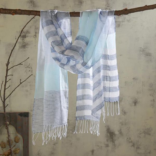 scarves japanese style cotton linen striped vintage sky blue pink jaqaurd shawls think summer cool pashmina, Blue;gray 
scarves japanese style cotton linen striped vintage sky blue pink jaqaurd shawls think summer cool pashmina, Blue;gray