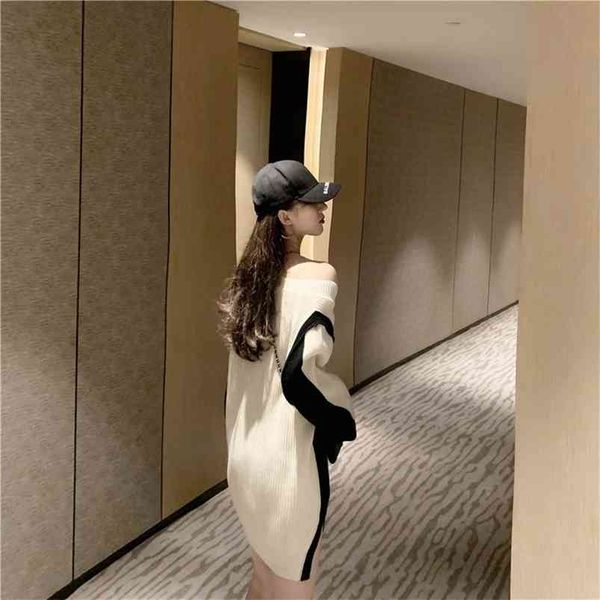 women's early autumn net red hong kong flavor retro loose v-neck color-block sweater wild long-sleeved gx1352 210507, White;black
women's early autumn net red hong kong flavor retro loose v-neck color-block sweater wild long-sleeved gx1352 210507, White;black