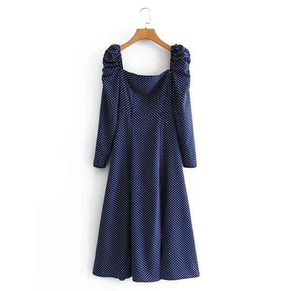 elegant ladies fashion elastic dot dress square collar side split female slim vestidos ol long sleeve outfit 210422, Black;gray 
elegant ladies fashion elastic dot dress square collar side split female slim vestidos ol long sleeve outfit 210422, Black;gray