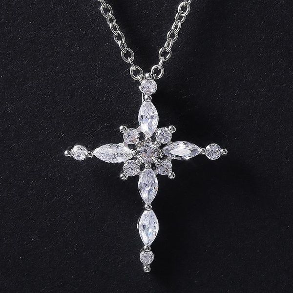 pendant necklaces dazzling crystal zircon cross shape pendent necklace for women delicate female fashion jewelry, Silver
pendant necklaces dazzling crystal zircon cross shape pendent necklace for women delicate female fashion jewelry, Silver