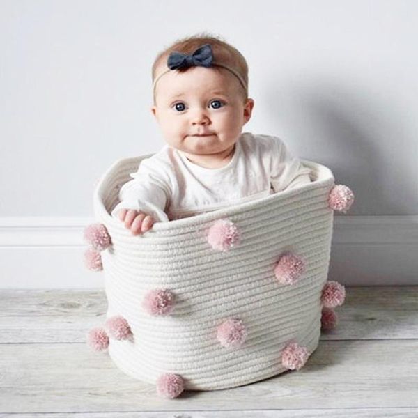 storage baskets 1pc cotton rope knitted pompom decor laundry basket toy bucket po prop organizer large capacity
storage baskets 1pc cotton rope knitted pompom decor laundry basket toy bucket po prop organizer large capacity
