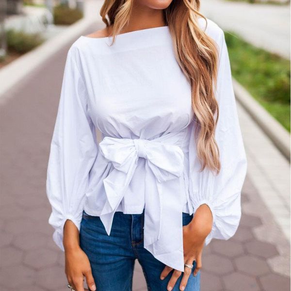 summer women blouses casual ladies fashion bowknot waist belt long sleeve loose shirt blouse women's & shirts, White
summer women blouses casual ladies fashion bowknot waist belt long sleeve loose shirt blouse women's & shirts, White