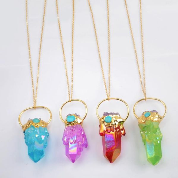 pendant necklaces borosa 3pcs 26inch gold crystal necklace titanium ab druzy quartz point with amethysts chips&turquoises g1944-n, Silver
pendant necklaces borosa 3pcs 26inch gold crystal necklace titanium ab druzy quartz point with amethysts chips&turquoises g1944-n, Silver