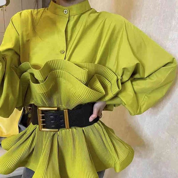 korean blouse female fashion clothing spring white patchwork ruffle shirt women stand collar long sleeve sashes 210510
korean blouse female fashion clothing spring white patchwork ruffle shirt women stand collar long sleeve sashes 210510