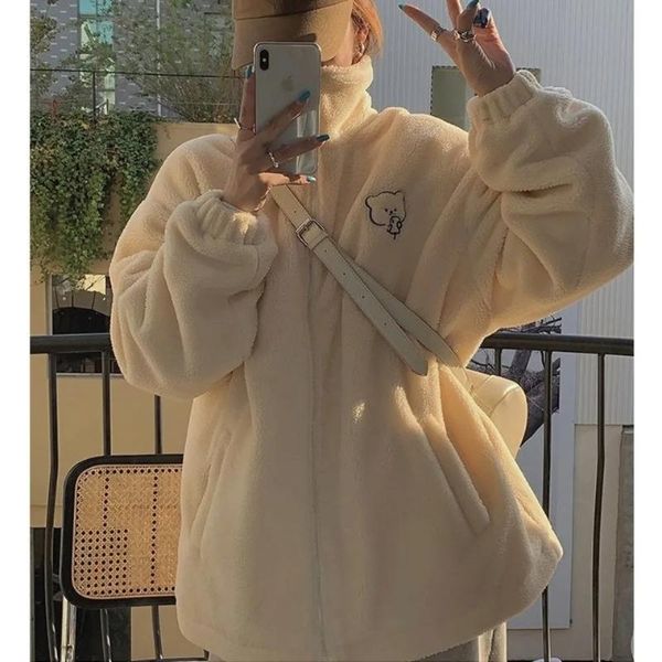 women's jackets autumn winter jacket loose stand-up collar lamb fur coat thicken harajuku cute bear casual kawaii long-sleeved outerwea, Black;brown
women's jackets autumn winter jacket loose stand-up collar lamb fur coat thicken harajuku cute bear casual kawaii long-sleeved outerwea, Black;brown
