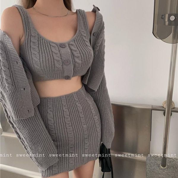 women's knits & tees girl embroidered sweater three-piece autumn long sleeve o-neck knit cardigan single breasted vest short skirt, White
women's knits & tees girl embroidered sweater three-piece autumn long sleeve o-neck knit cardigan single breasted vest short skirt, White
