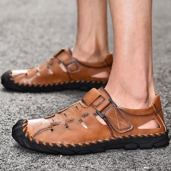 sandals fashion men genuine leather summer shoes breathable handmade sewing leisure slippers footwear soft, Black
sandals fashion men genuine leather summer shoes breathable handmade sewing leisure slippers footwear soft, Black
