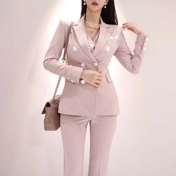 women's suits & blazers pink high-end ol professional temperament striped double-breasted small suit was thin straight trousers three-p, White;black
women's suits & blazers pink high-end ol professional temperament striped double-breasted small suit was thin straight trousers three-p, White;black