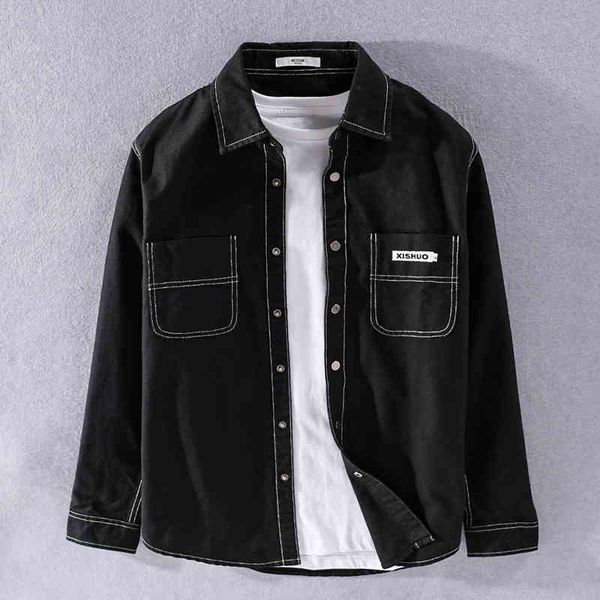 men's t-shirts autumn and spring long sleeve 100% cotton black shirt brand retro solid for men thick shirts of jackets mens camisa danm, White;black
men's t-shirts autumn and spring long sleeve 100% cotton black shirt brand retro solid for men thick shirts of jackets mens camisa danm, White;black