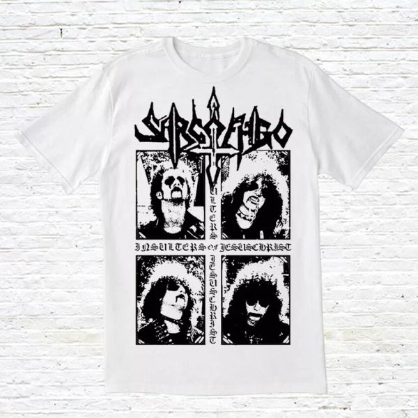 sarcófago t-shirt (death metal / i.n.r.i), White;black