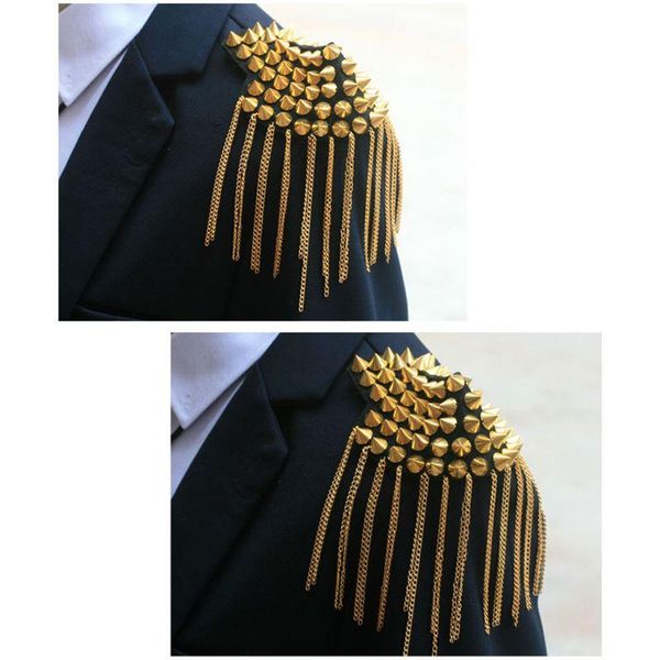 pins, brooches personality retro studded brooch epaulet punk point tapered tassel epaulettes, Gray
pins, brooches personality retro studded brooch epaulet punk point tapered tassel epaulettes, Gray