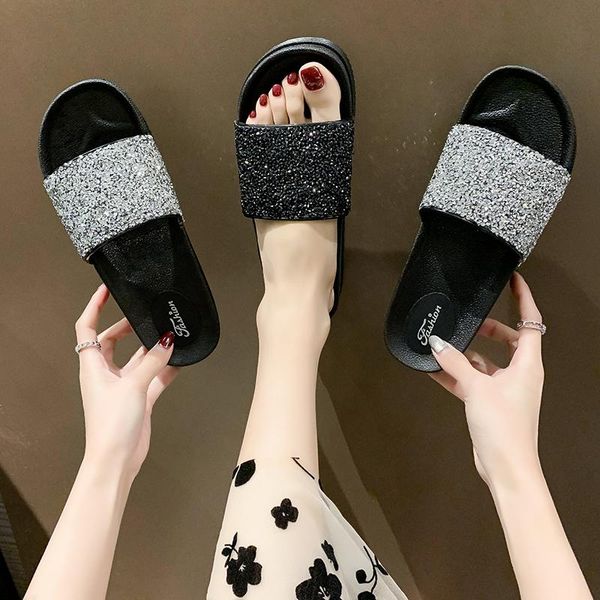 shoes women ladies' slippers med glitter slides platform on a wedge pantofle fashion soft jelly flat 2021 luxury fabric crystal, Black
shoes women ladies' slippers med glitter slides platform on a wedge pantofle fashion soft jelly flat 2021 luxury fabric crystal, Black