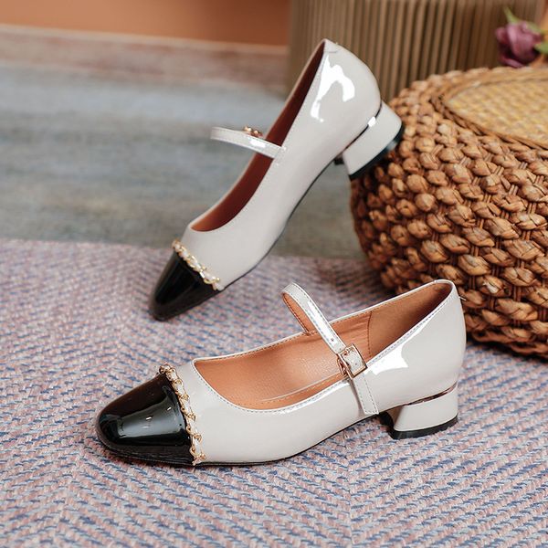 70% off factory online 2021 new metal chain square head small leather shoes women's flat belt buckle thick heel single high heels mary, Black
70% off factory online 2021 new metal chain square head small leather shoes women's flat belt buckle thick heel single high heels mary, Black