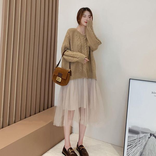 casual dresses long knitted skirt women korean retro lady style fashion false two sweater patchwork gauze dress winter, Black;gray
casual dresses long knitted skirt women korean retro lady style fashion false two sweater patchwork gauze dress winter, Black;gray