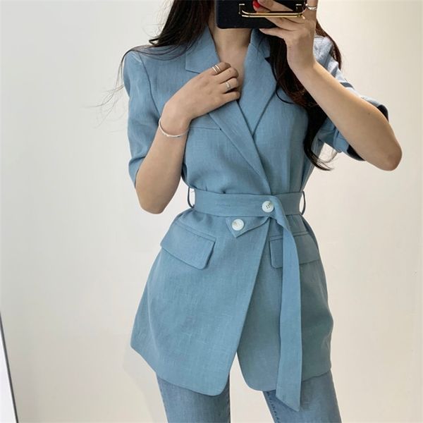 fashion slim collected waisted blazers women elegant office lady solid notched belt jacket summer suit ladies 210601, White;black
fashion slim collected waisted blazers women elegant office lady solid notched belt jacket summer suit ladies 210601, White;black