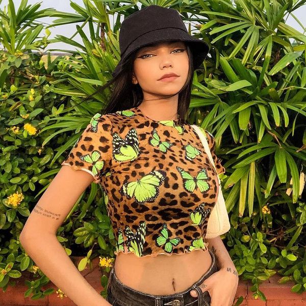 women's t-shirt 2021 women y2k crop butterfly leopard printed trim summer short sleeve bodycon cropped streetwear tee shirts, White
women's t-shirt 2021 women y2k crop butterfly leopard printed trim summer short sleeve bodycon cropped streetwear tee shirts, White