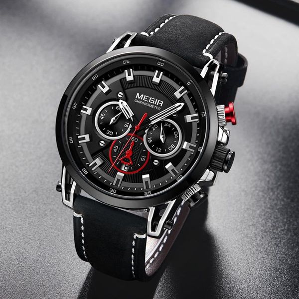 wristwatches megir casual chronograph sport watches men military black leather watch man clock fashion quartz wristwatch, Slivery;brown
wristwatches megir casual chronograph sport watches men military black leather watch man clock fashion quartz wristwatch, Slivery;brown