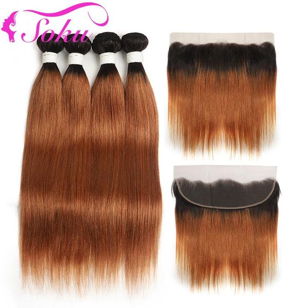 human hair bulks brazilian straight bundles with frontal 13x4 soku t1b/30# ombre brown weave closure non-remy, Black
human hair bulks brazilian straight bundles with frontal 13x4 soku t1b/30# ombre brown weave closure non-remy, Black