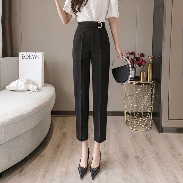 capri casual black in a straight line suit women's pants high belt buckle side loose summer feminine office lady pant 2021, Black;white
capri casual black in a straight line suit women's pants high belt buckle side loose summer feminine office lady pant 2021, Black;white