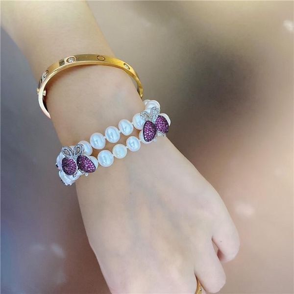 beaded, strands jewelry 8" 2 rows freshwater white pearl bracelet cz pave insect clip butterfly for women, Black
beaded, strands jewelry 8" 2 rows freshwater white pearl bracelet cz pave insect clip butterfly for women, Black