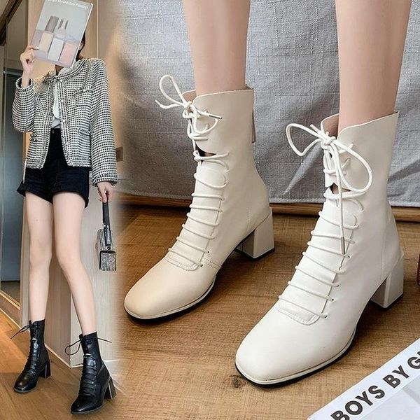 dress shoes 2021 elegant square toe woman genuine leather cross tied high heels ankle boots for women wedding party winter, Black
dress shoes 2021 elegant square toe woman genuine leather cross tied high heels ankle boots for women wedding party winter, Black
