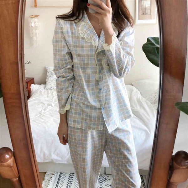 sleepwear plaid gentle two-piece suits chic women sweet cute fashion sleepwear ruffle loose pajamas fresh home clothes, Black;red
sleepwear plaid gentle two-piece suits chic women sweet cute fashion sleepwear ruffle loose pajamas fresh home clothes, Black;red