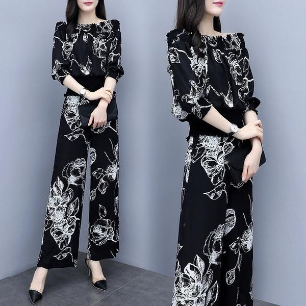 women's tracksuits women chiffon pant suits off shoulder office ladies business work pantsuits blouse shirt wide leg trousers 2 piece s, Gray
women's tracksuits women chiffon pant suits off shoulder office ladies business work pantsuits blouse shirt wide leg trousers 2 piece s, Gray
