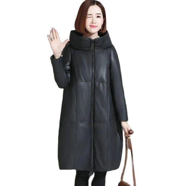 women's leather & faux women parkas 2021 winter fashion cotton-padded jackets female long hooded pu ladies thick warm coats, Black
women's leather & faux women parkas 2021 winter fashion cotton-padded jackets female long hooded pu ladies thick warm coats, Black