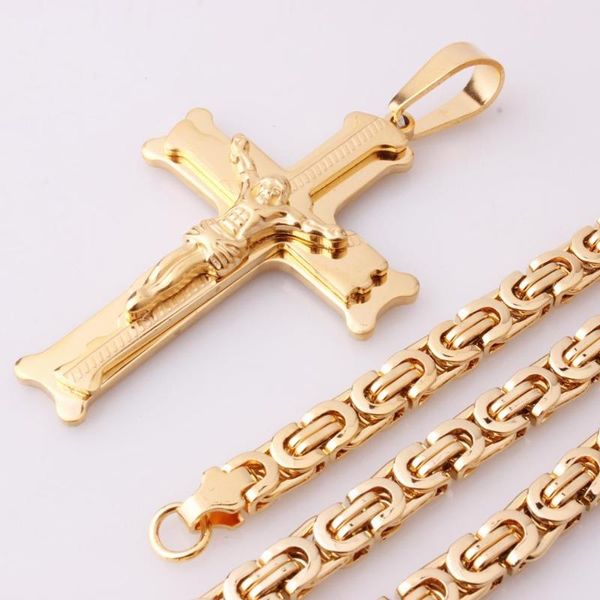 pendant necklaces design piece catholic jesus christ cross crucifix stainless steel necklace 18-36" 6mm byzantine chain xmas jewelry, Silver
pendant necklaces design piece catholic jesus christ cross crucifix stainless steel necklace 18-36" 6mm byzantine chain xmas jewelry, Silver