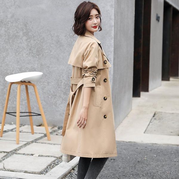 women's trench coats windbreaker middle long 2021 spring dress korean fashion temperament slim chic casual waist cape coat, Tan;black
women's trench coats windbreaker middle long 2021 spring dress korean fashion temperament slim chic casual waist cape coat, Tan;black