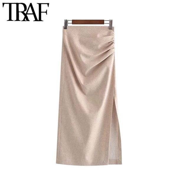 traf women chic fashion with draped front slit linen midi skirt vintage high waist back zipper female skirts mujer 210621, Black
traf women chic fashion with draped front slit linen midi skirt vintage high waist back zipper female skirts mujer 210621, Black