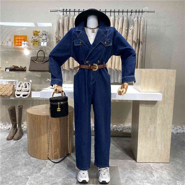 rompers send niche belt design lapel double button high waist denim a piece kong style cargo, Black;white
rompers send niche belt design lapel double button high waist denim a piece kong style cargo, Black;white