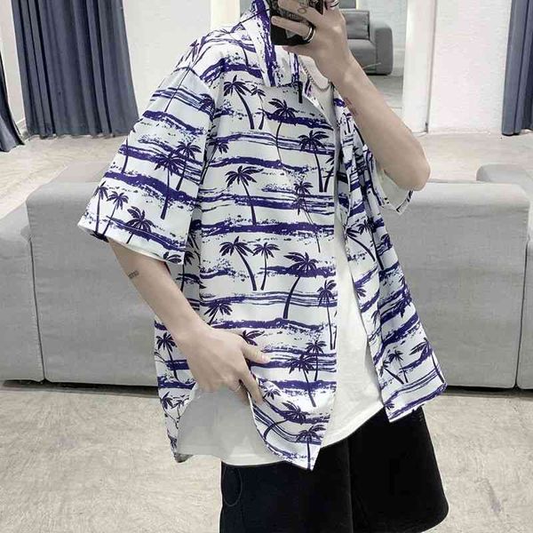 men's casual shirts summer short-sleeved fashion printed men streetwear korean loose flower mens hawaiian lm21, White;black
men's casual shirts summer short-sleeved fashion printed men streetwear korean loose flower mens hawaiian lm21, White;black