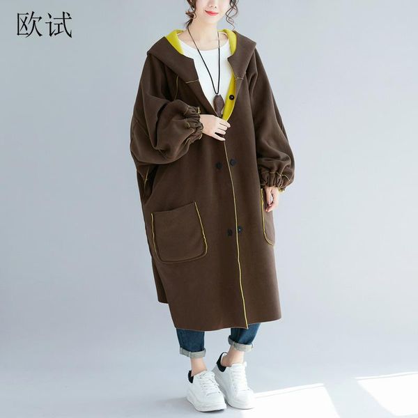 women's trench coats women korean coat velvet thick reversible wear winter plus size hooded casual loose long clothes 5xl 6xl 2021, Tan;black
women's trench coats women korean coat velvet thick reversible wear winter plus size hooded casual loose long clothes 5xl 6xl 2021, Tan;black