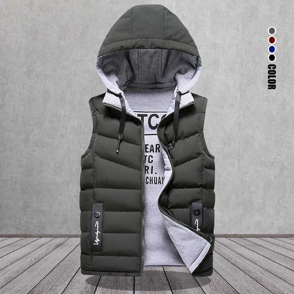 brand men's vest winter sleeveless jackets down vest men hooded warm casual outwear hat detachable outer vest chalecos 211019, Black;white
brand men's vest winter sleeveless jackets down vest men hooded warm casual outwear hat detachable outer vest chalecos 211019, Black;white