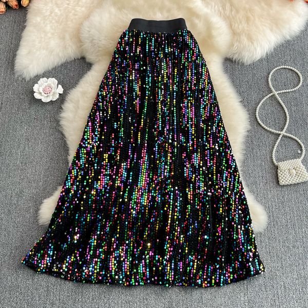 spring autumn sequins midi skirt elegant high elastic waist a-line faldas female slim big swing party saias new fashion 2022, Black
spring autumn sequins midi skirt elegant high elastic waist a-line faldas female slim big swing party saias new fashion 2022, Black