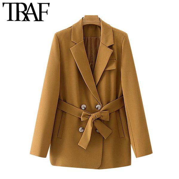 traf women fashion with belt double breasted blazer coat vintage long sleeve pockets female outerwear chic 210415, Black;brown
traf women fashion with belt double breasted blazer coat vintage long sleeve pockets female outerwear chic 210415, Black;brown