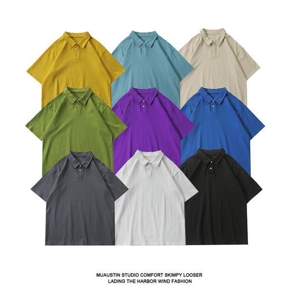 2021polo shirt pure cotton mens short-sleeved t-shirt summer solid color trend couple loose casual new style, White;black
2021polo shirt pure cotton mens short-sleeved t-shirt summer solid color trend couple loose casual new style, White;black