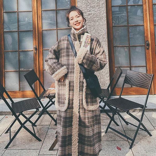 women's wool & blends 2021 tweed overcoat atmosphere plaid medium length winter over knee korean, Black
women's wool & blends 2021 tweed overcoat atmosphere plaid medium length winter over knee korean, Black